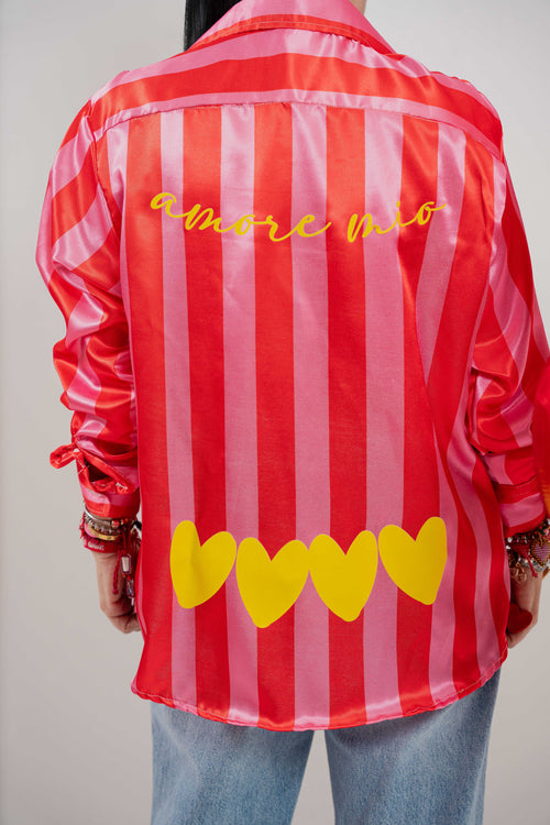 CAMISA SEDA ROJA-ROSADO