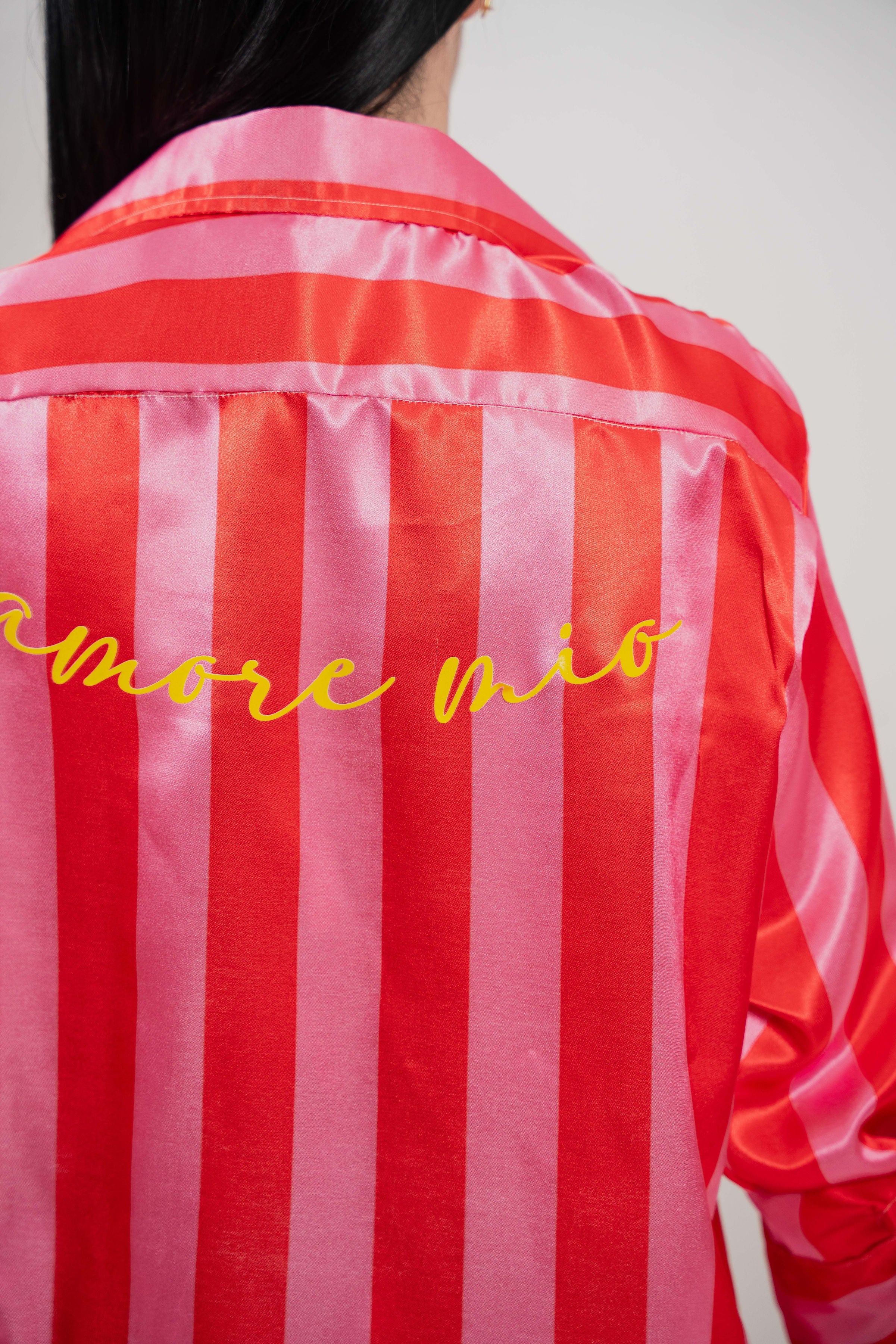 CAMISA SEDA ROJO-ROSADO