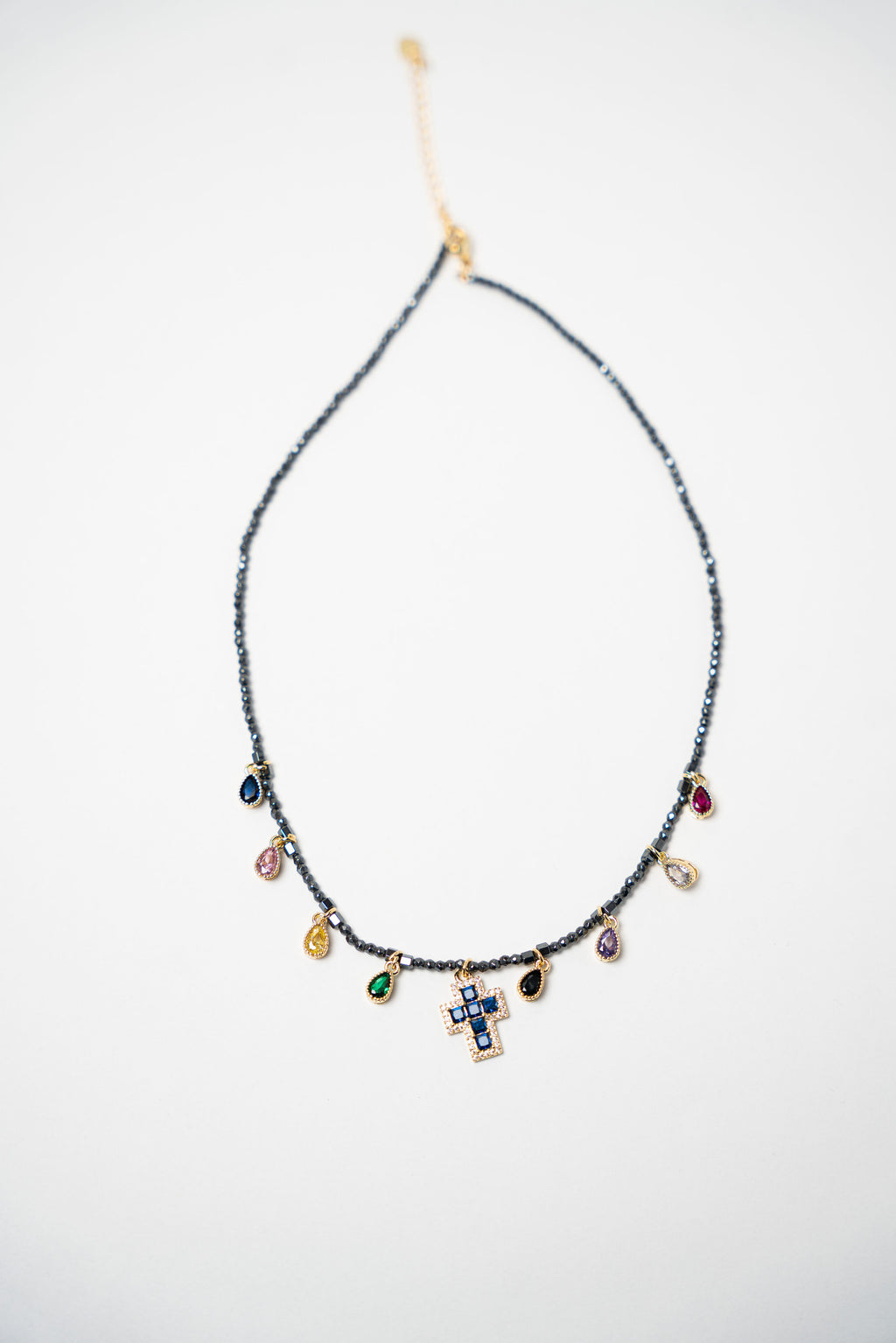 COLLAR PIEDRAS AMATISTA DIJE CRUZ