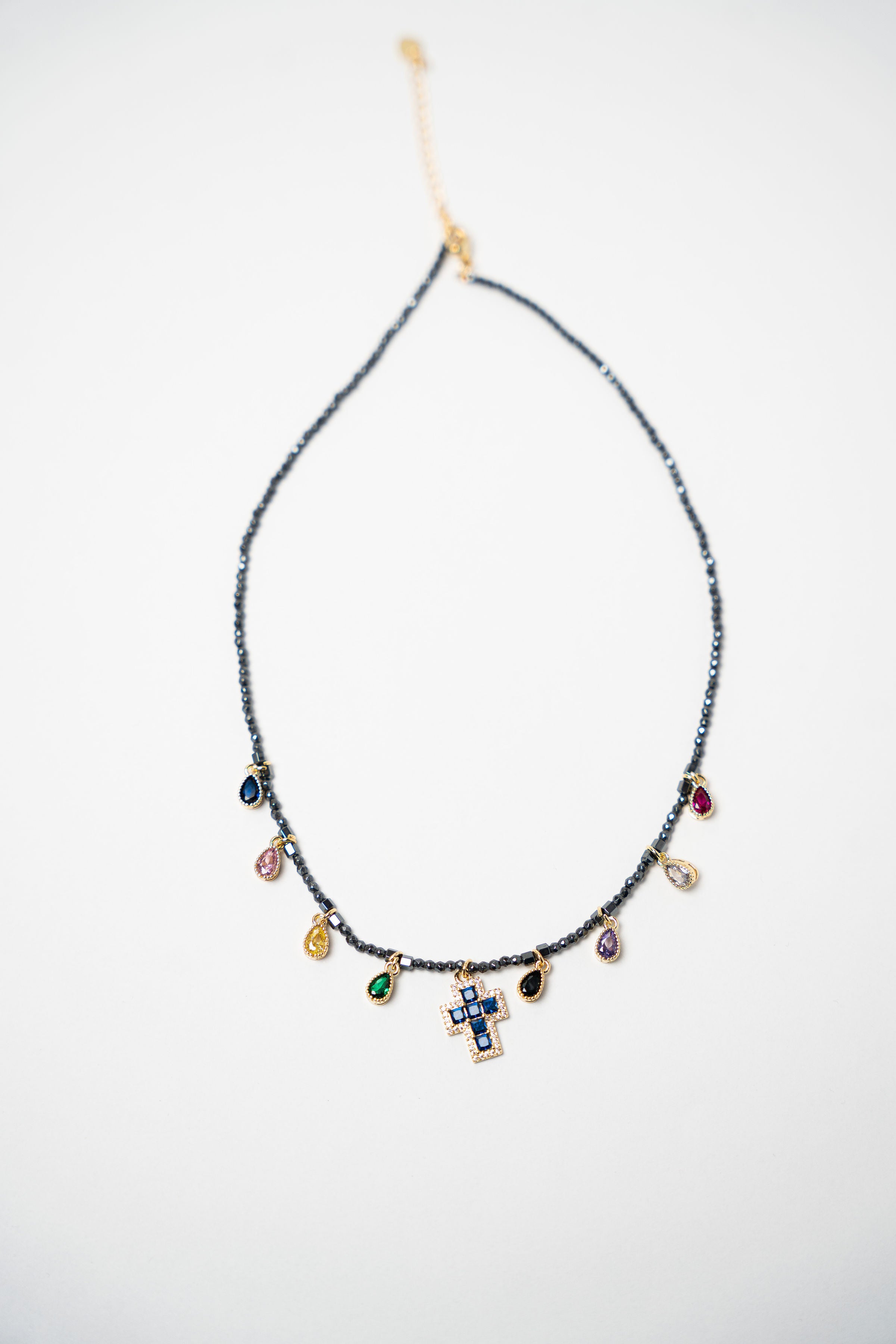 COLLAR PIEDRAS AMATISTA DIJE CRUZ
