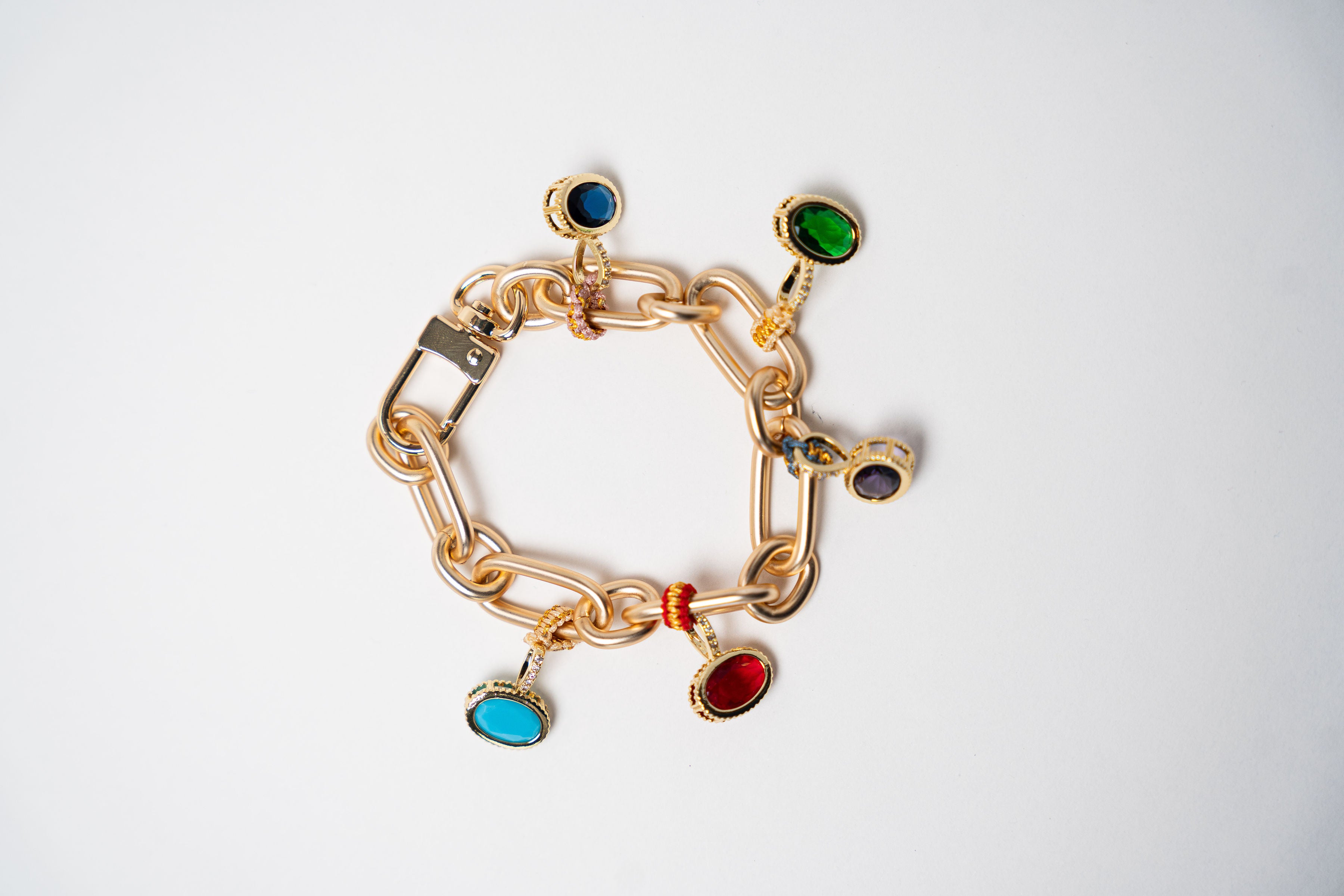 PULSERA CADENA ESLABON DIJES PIEDRAS