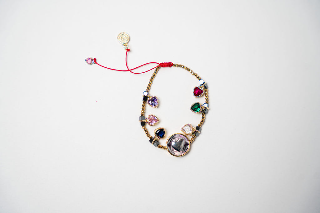 PULSERA PIEDRITAS VARIAS PIEDRITAS Y DIJE